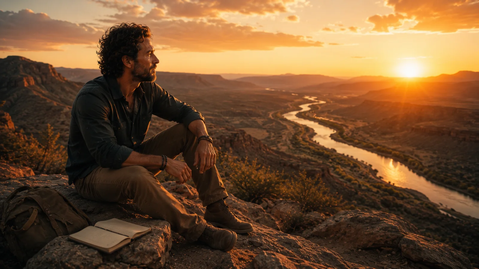 Matt Goodman looking across a desert river toward the horizon